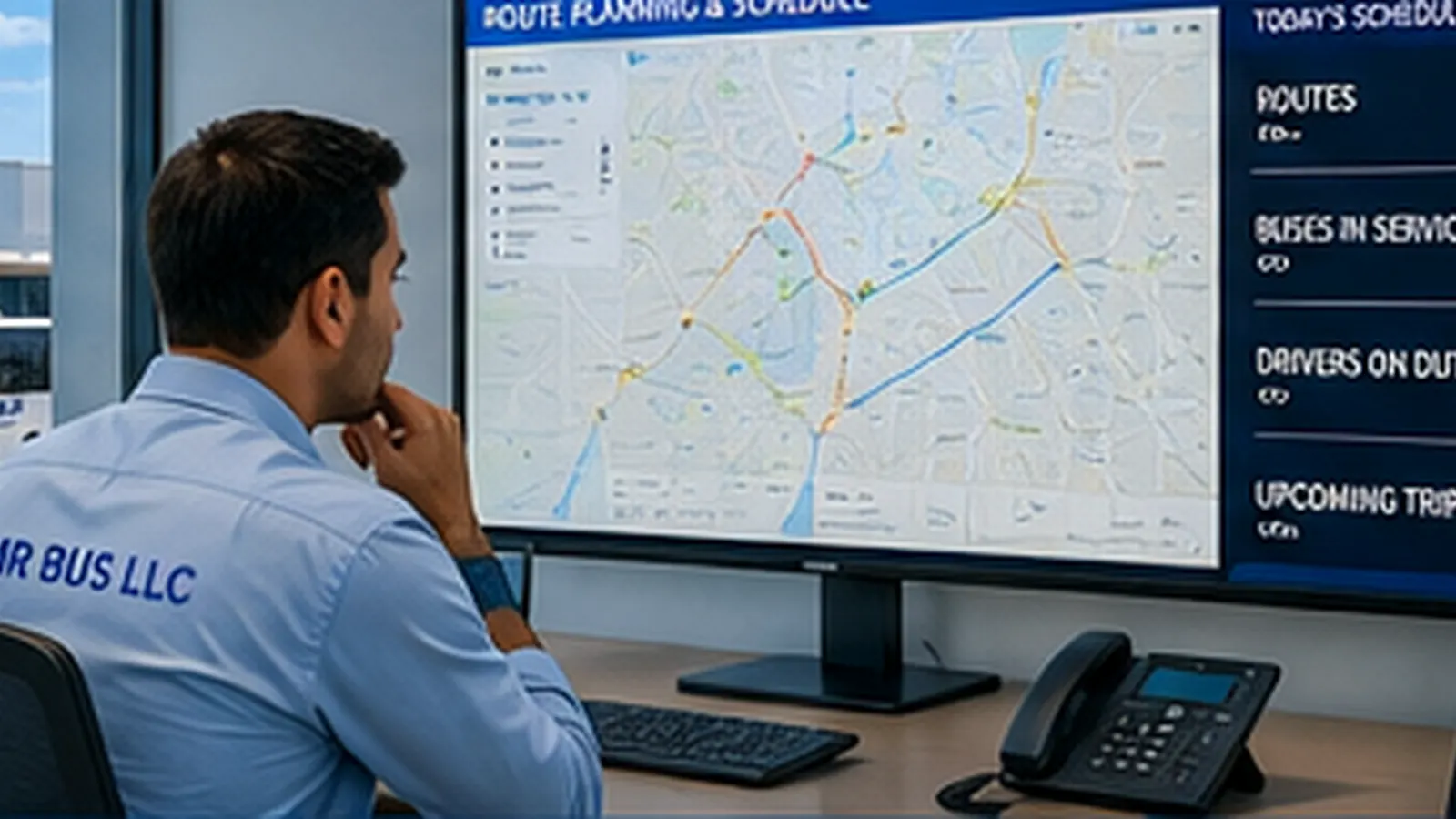 MR BUS operations centre coordinating routes, schedules, drivers and fleet availability