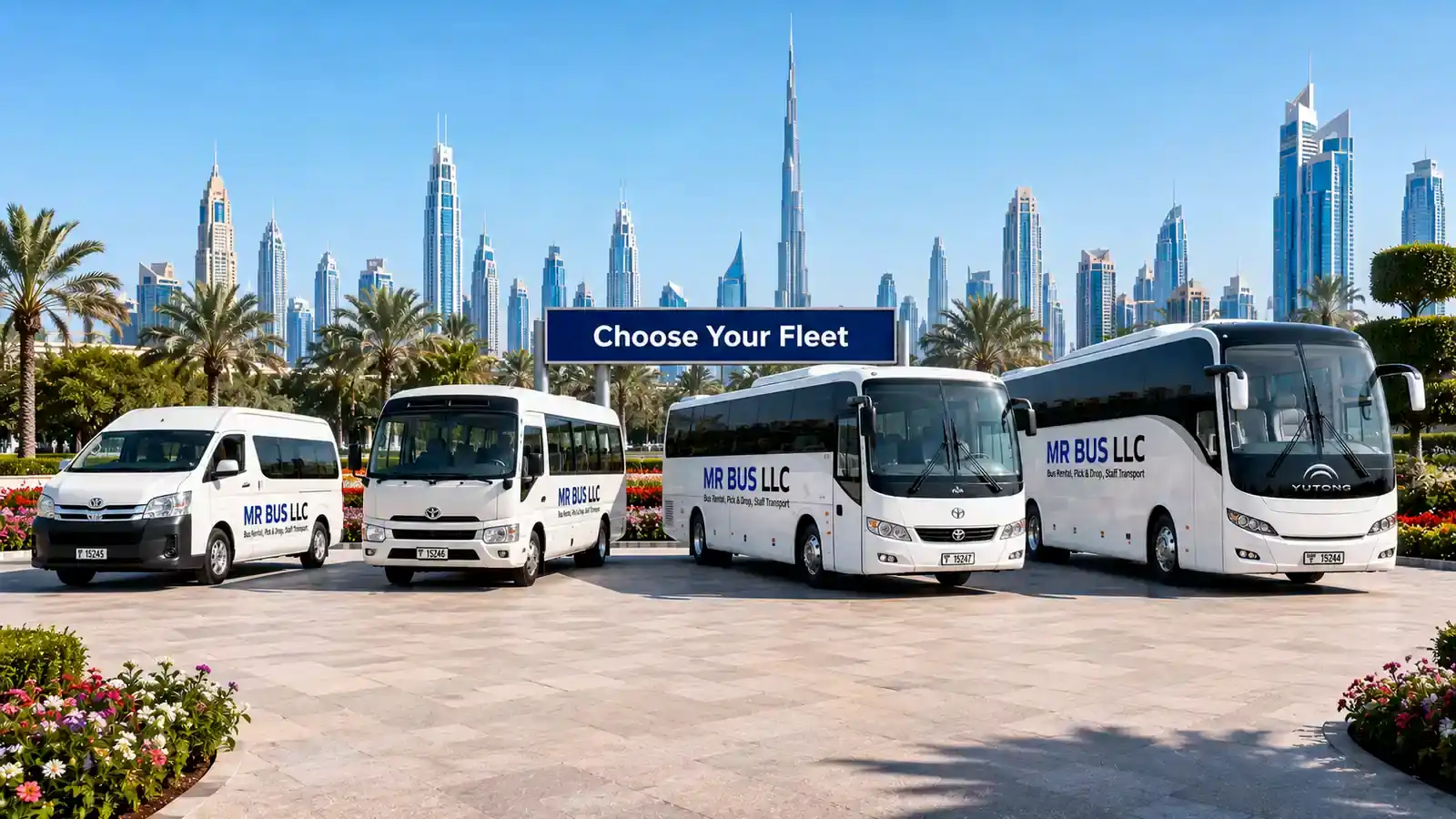 MR BUS van, minibus, staff bus and luxury coach fleet categories in Downtown Dubai